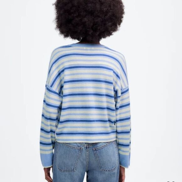 Madewell Striped Boxy Relaxed Fit Long Sleeve Casual Sweater Blue White Size XS - Picture 4 of 15